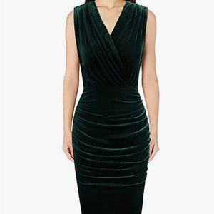 Grace. Karin women’s velvet ruched, dark green dress, holiday party size large